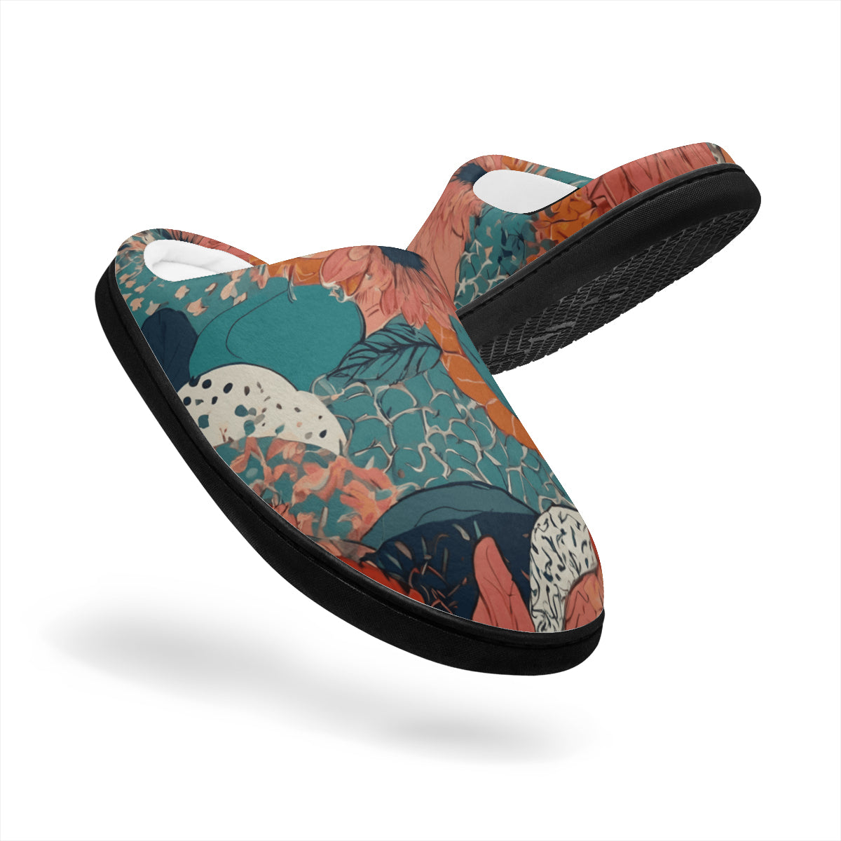 Awesome Floral Personalized Warm Cotton Slippers | Flannel