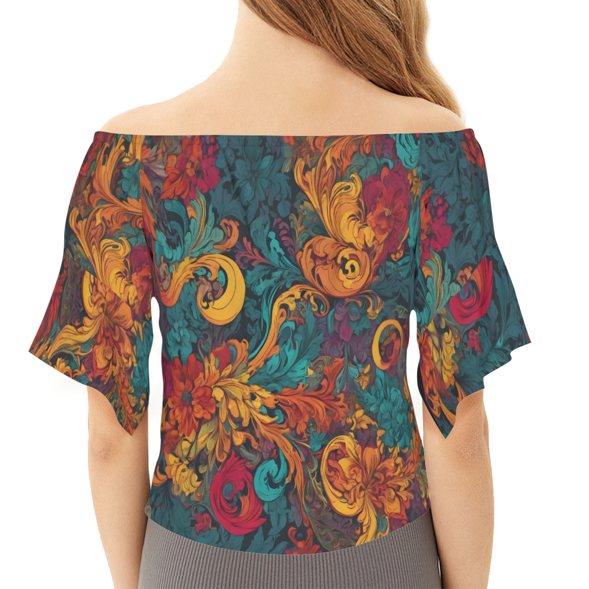 Awesome Flower Design Women's One-shoulder Tie Short Sleeves T-shirt