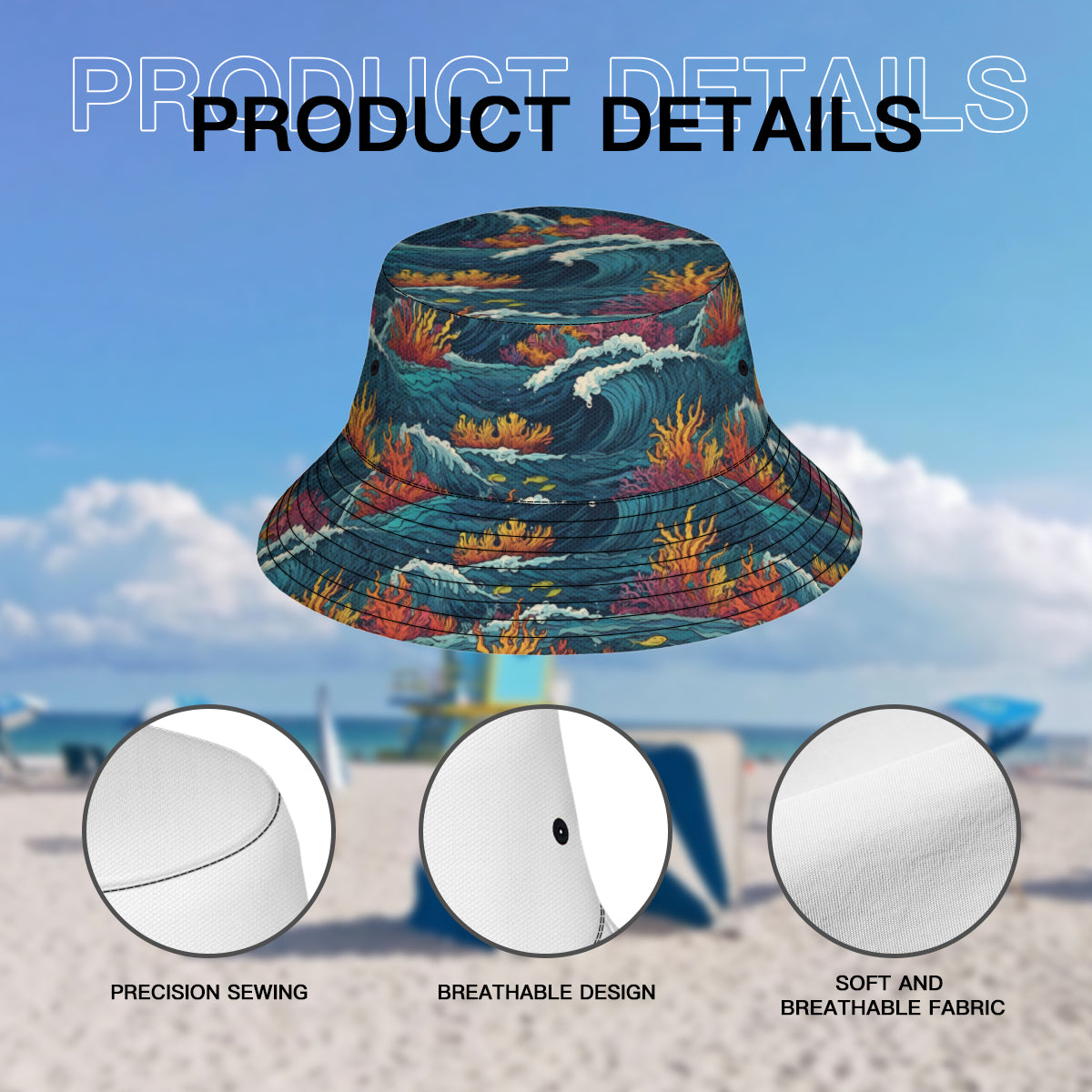 Ocean Waves Fisherman Hat | Polyester