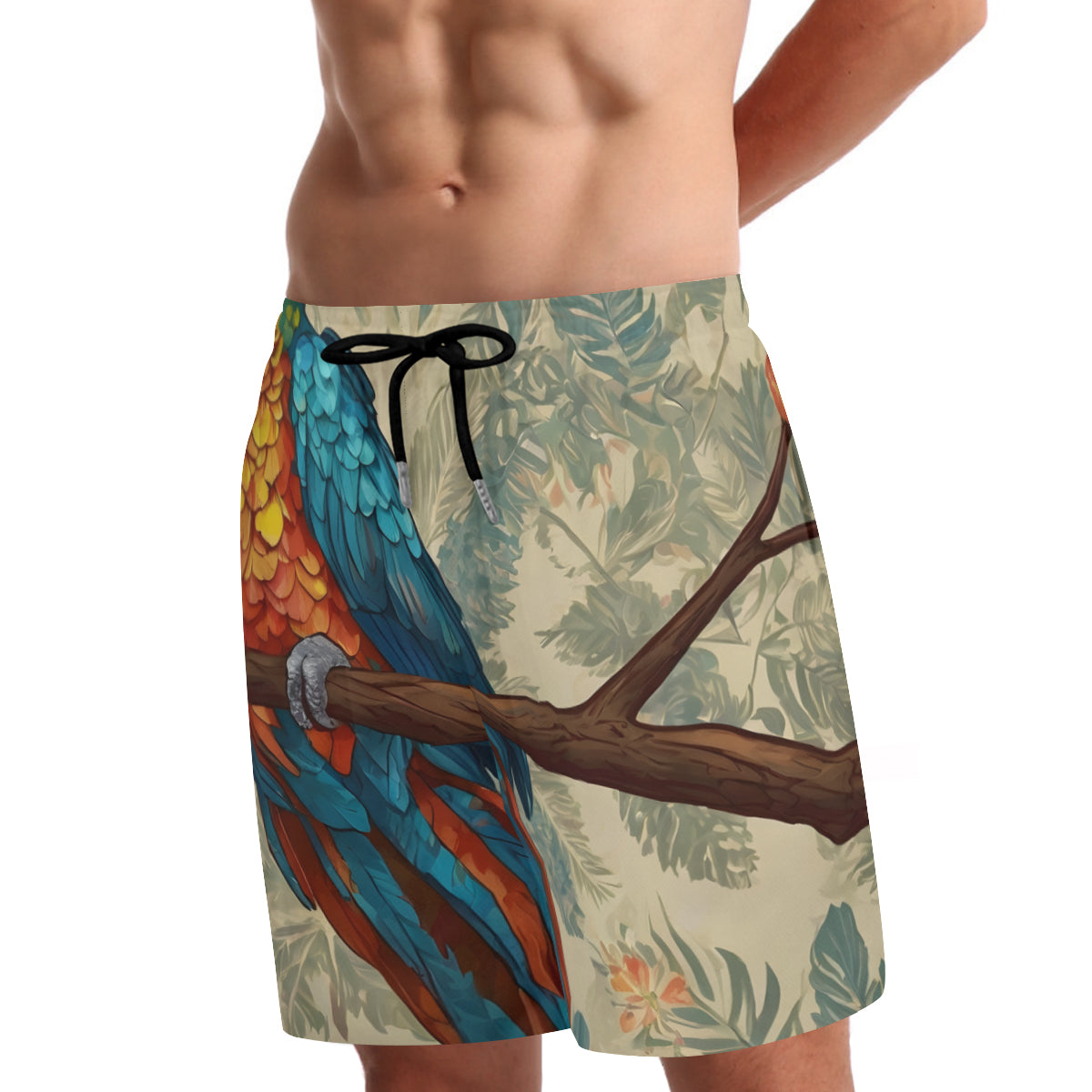 Parrot Design Casual Shorts Double-Layer Sports Beach Shorts (Multi-Faceted Design) | Polyester