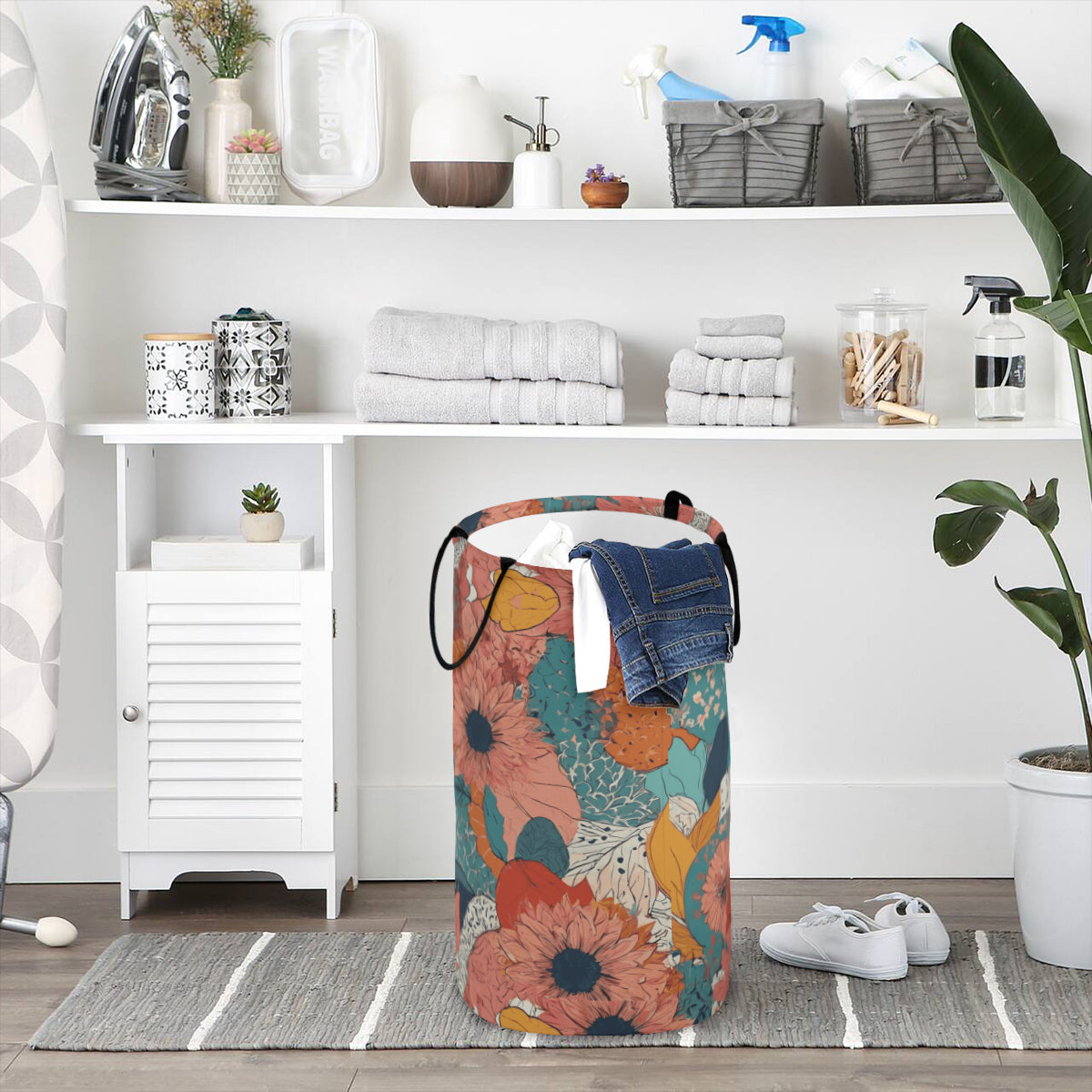 Awesome Floral Large Capacity Foldable Laundry Basket | Polyester