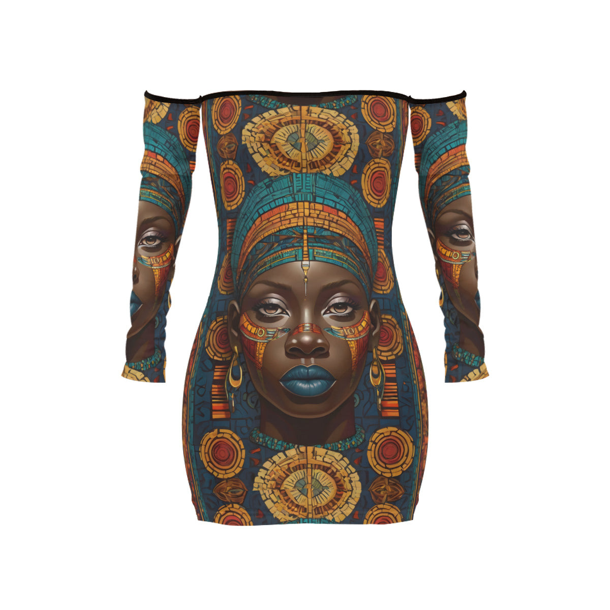 African Image Women's Off-shoulder Back Lace-up Dress | Polyester
