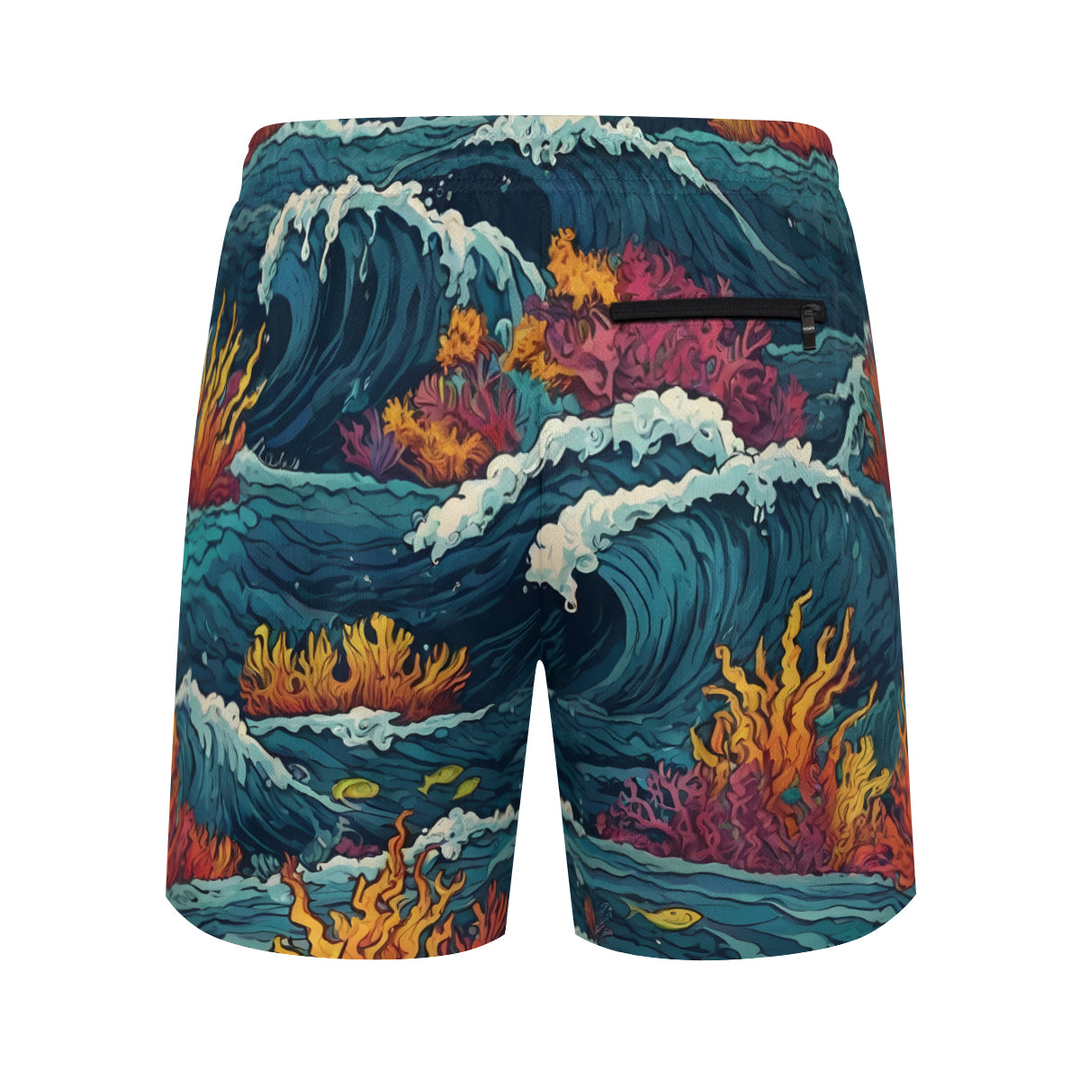 Ocean Waves Men's Casual Shorts Double-Layer Sports Beach Shorts | Polyester