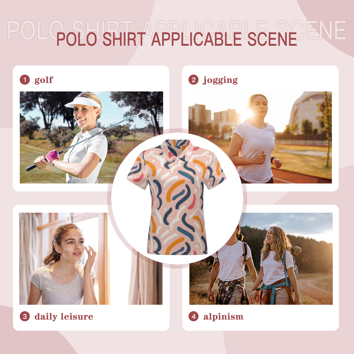 Abstract Design Women's Short-Sleeved Polo Shirt