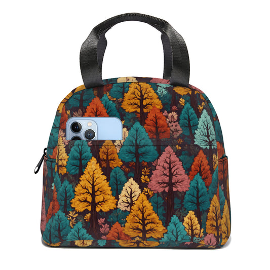Beautiful Floral personalised canvas handheld insulated lunch bag (with side pocket)|Polyester