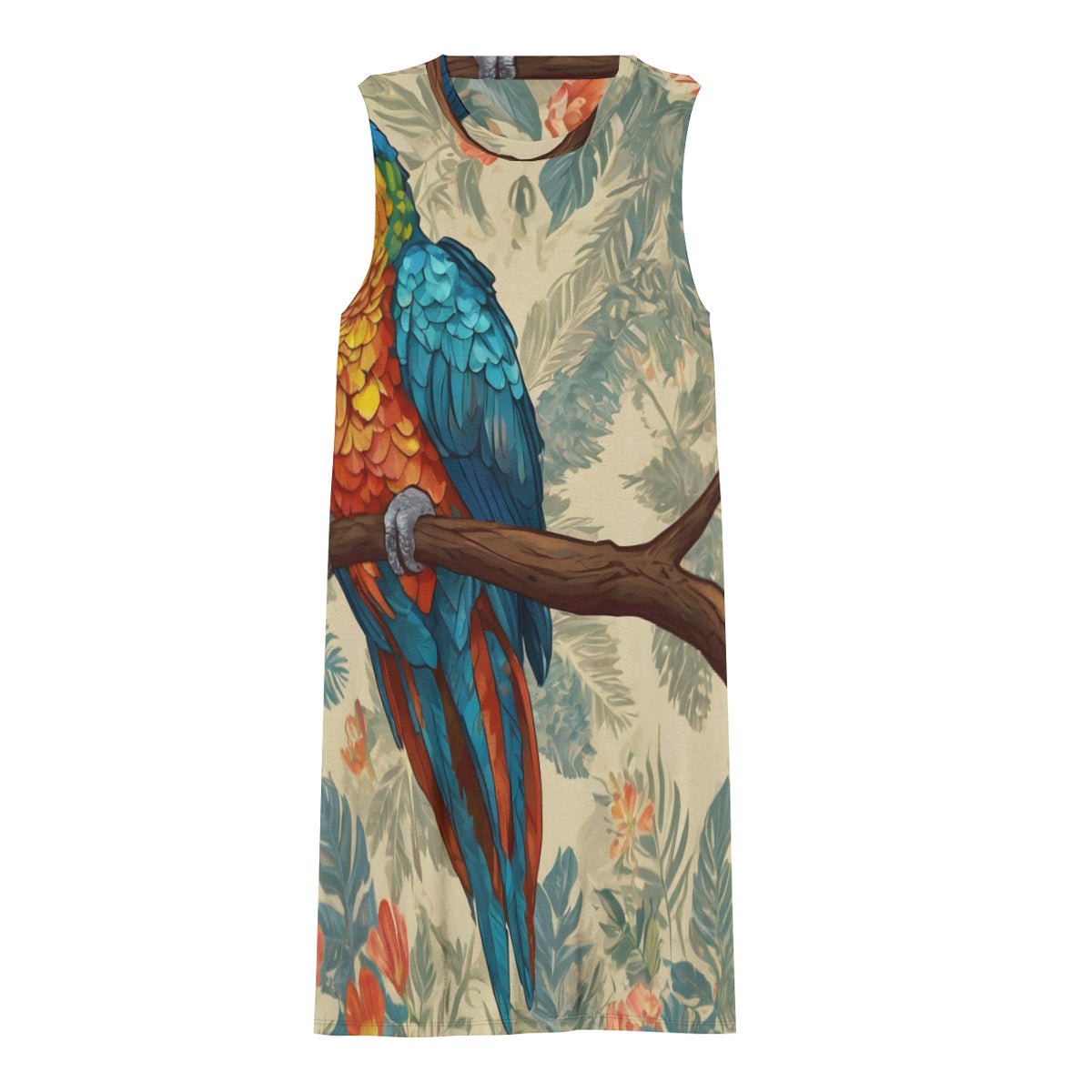 Parrot Design All-Over Print Women's Casual Dress | Polyester