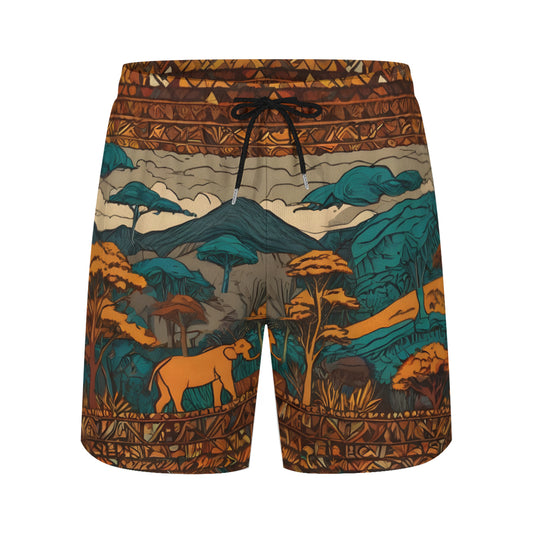 Beautiful Landscape All-Over Print Men's Casual Shorts Double-Layer Sports Beach Shorts | Polyester