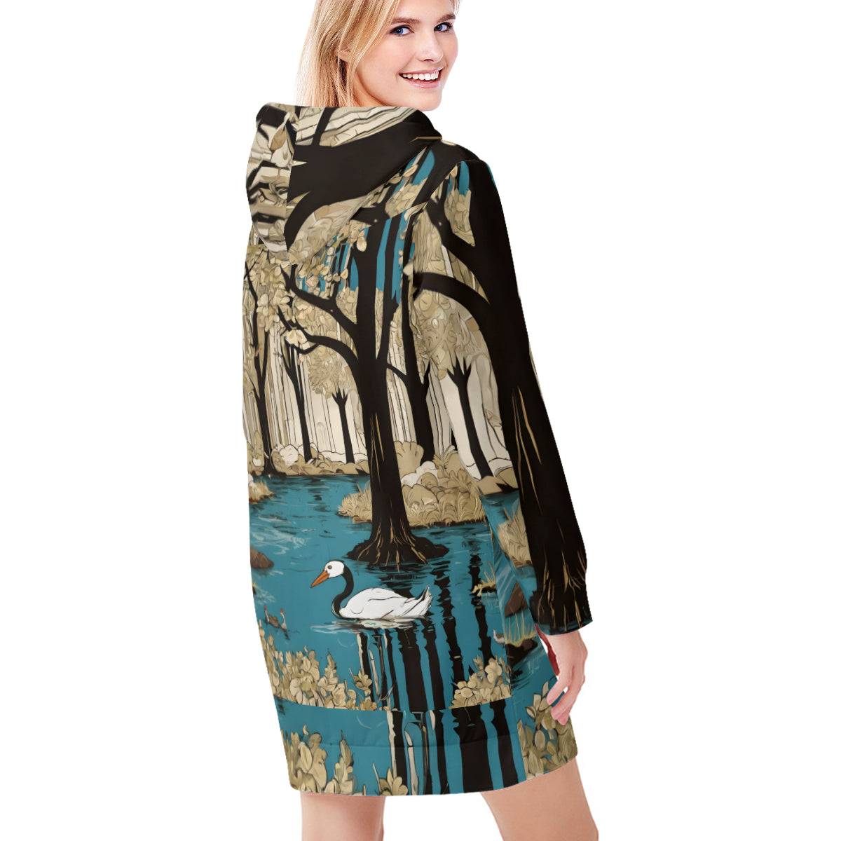 Landscape Wonder Women Long Sleeve Casual Hoodie Sweatshirt Dress