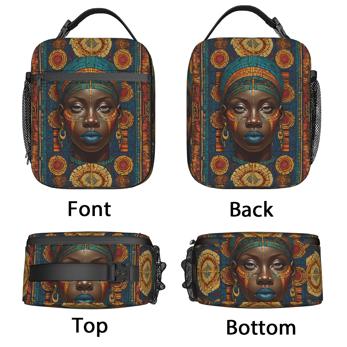 African Image Portable Handheld Insulated Lunch Bag|Oxford Cloth