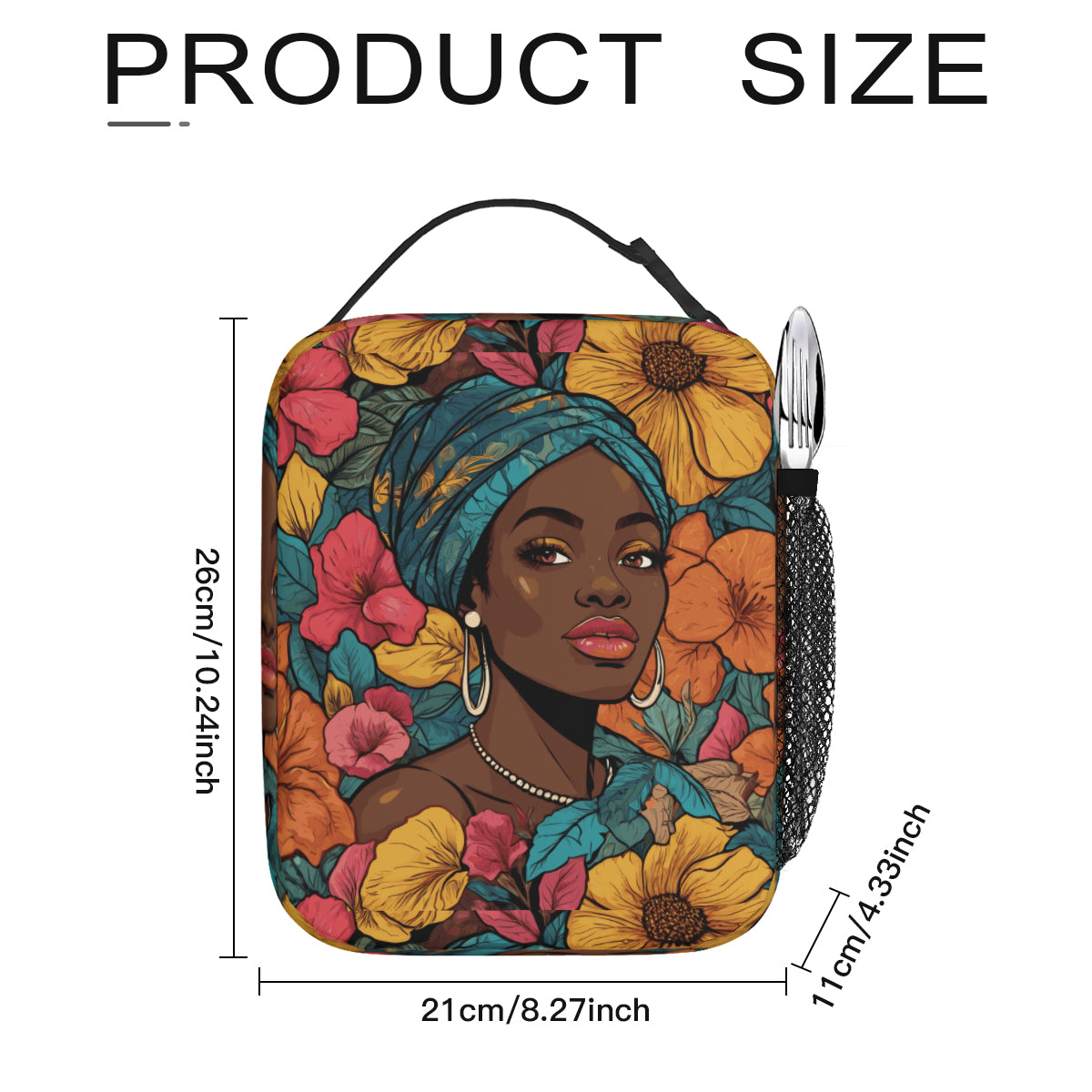 Melanin Queen Portable Handheld Insulated Lunch Bag|Oxford Cloth