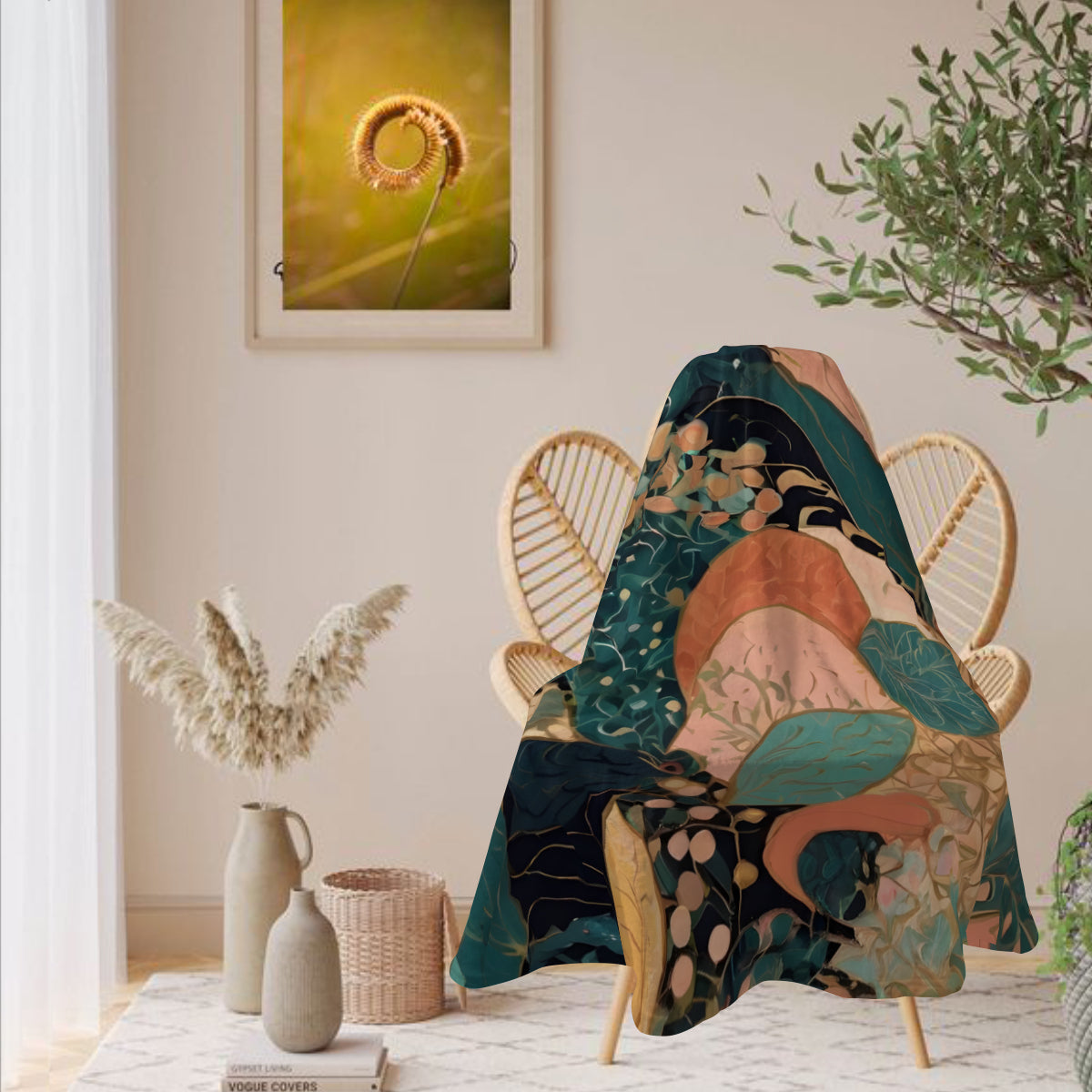 Abstract Wonder Single-Sided Printed Round Blanket