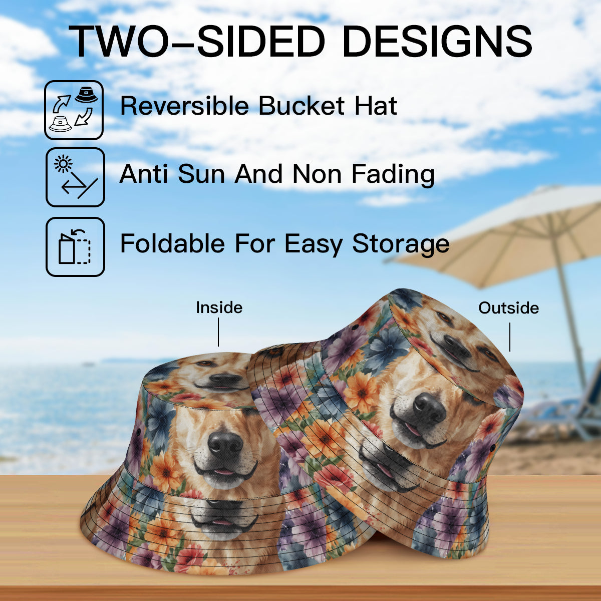 Dog Lovers Double-Sided All-Over Print Fisherman Hat | Polyester