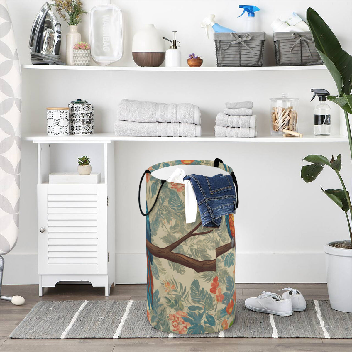 Parrot Design Large Capacity Foldable Laundry Basket | Polyester