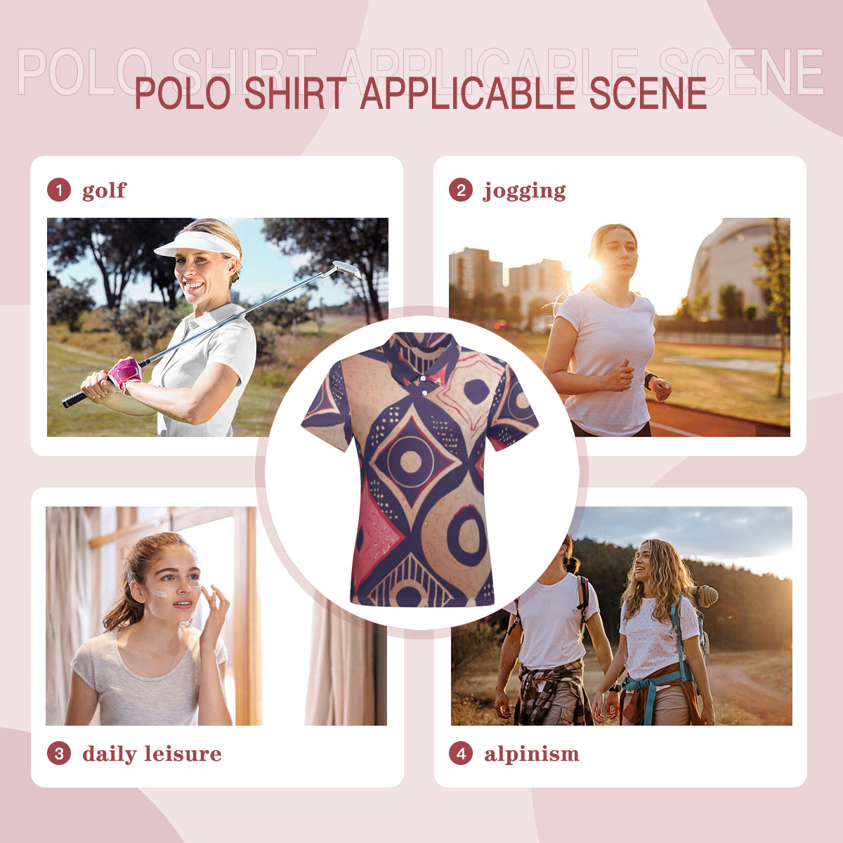 Fine Abstract Women's Short-Sleeved Polo Shirt