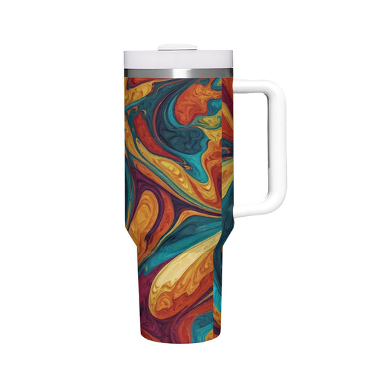 Colorful Design Large Capacity Tumbler with Handle(1100ml/40oz) | Stainless Steel 304