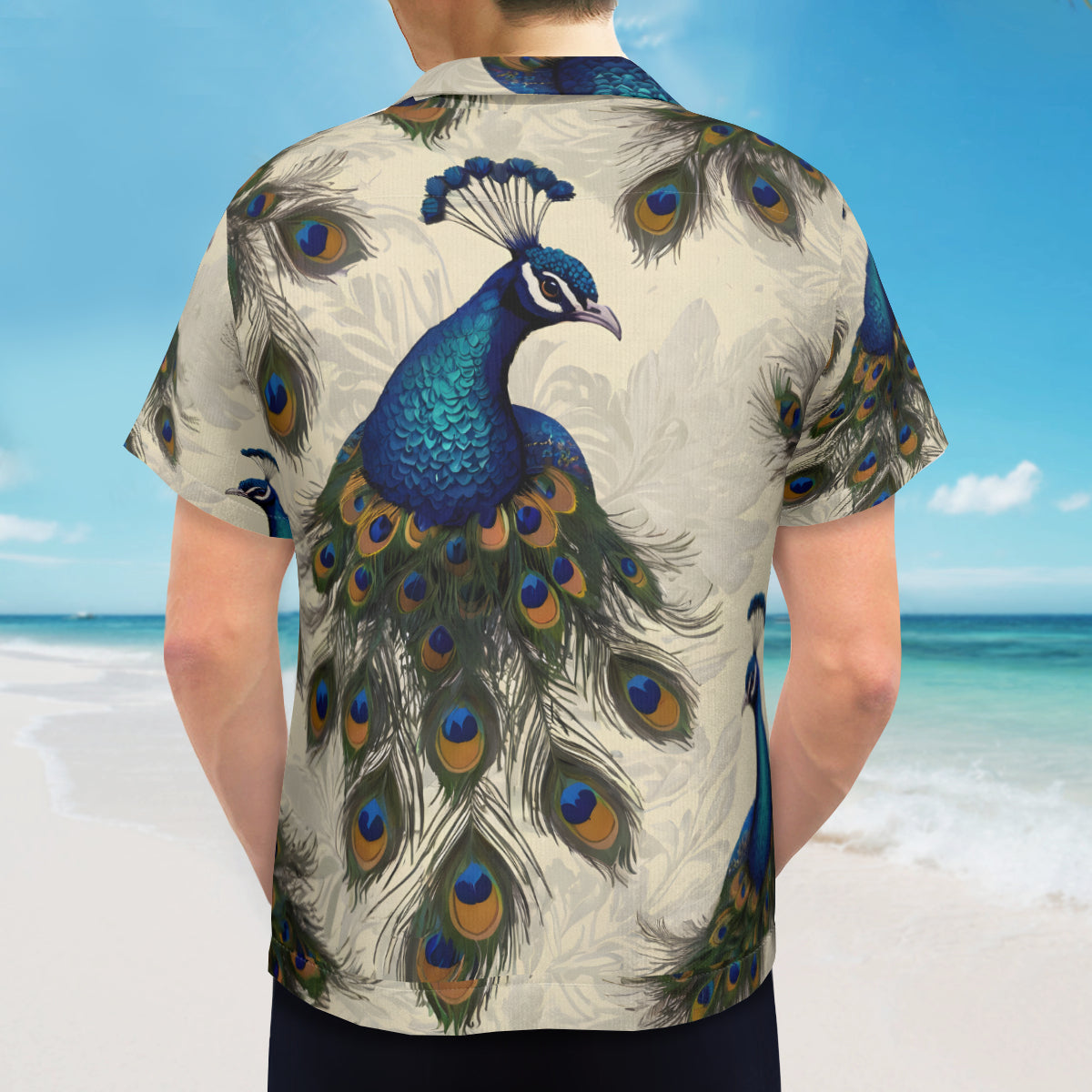 Peacock Design Men's Hawaiian Shirt(No chest pocket) | Polyester