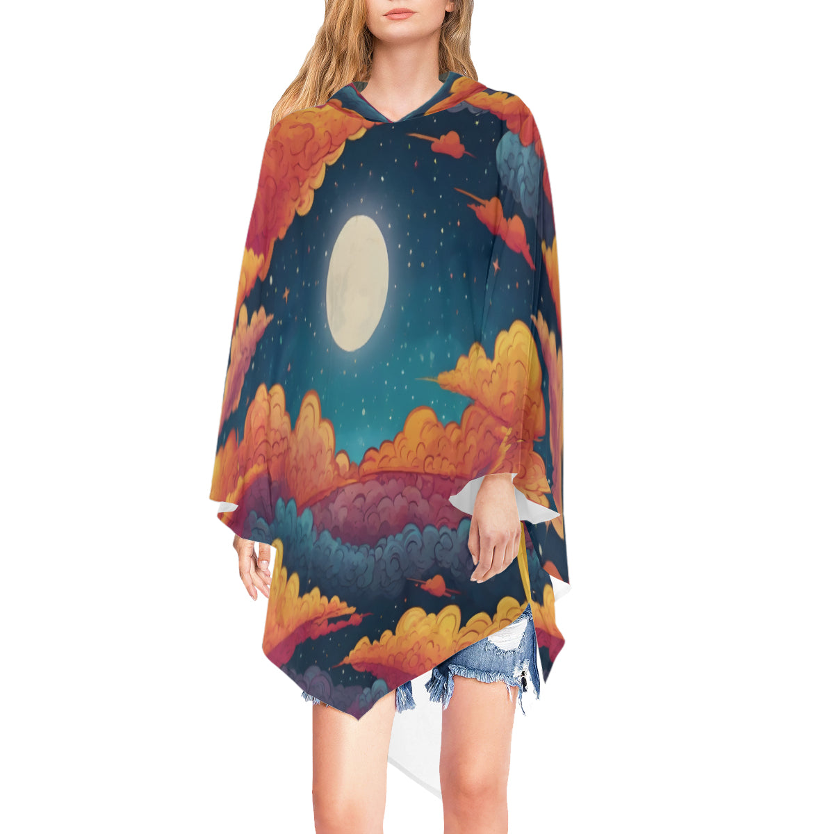 Sky Beauty Abstract Loose Relaxed Unisex Cloak | Polyester