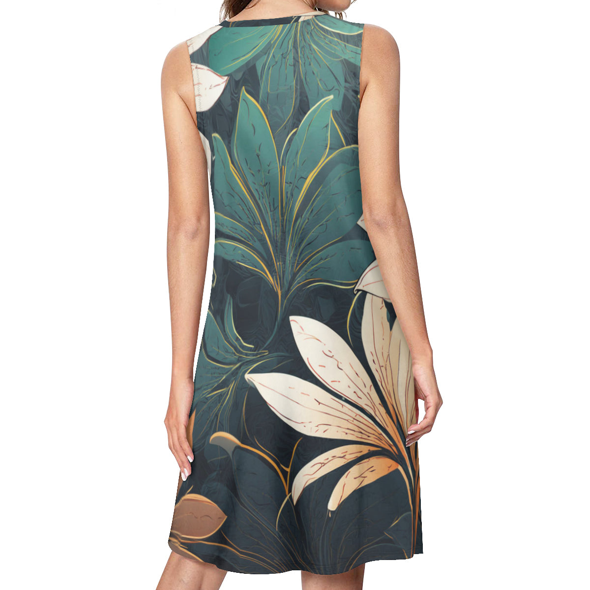Floral Green Women's Casual Dress | Polyester