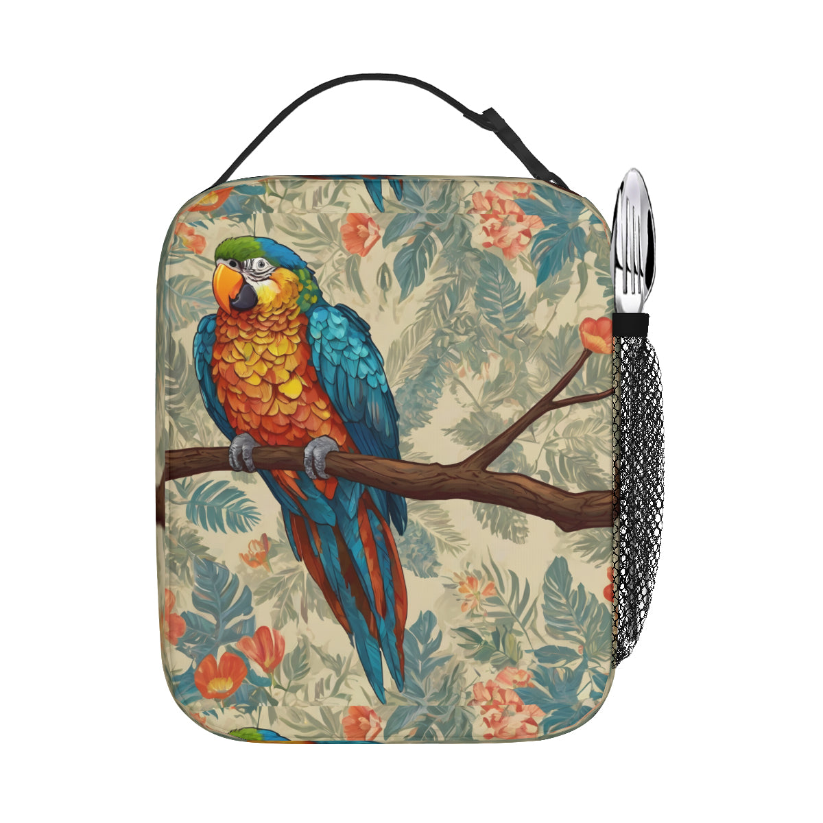 Parrot Design Portable Handheld Insulated Lunch Bag|Oxford Cloth