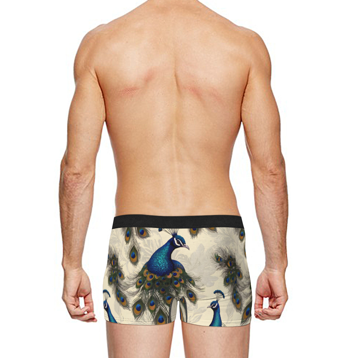Peacock Design Men's Underwear (Front and Back Design)丨Polyester