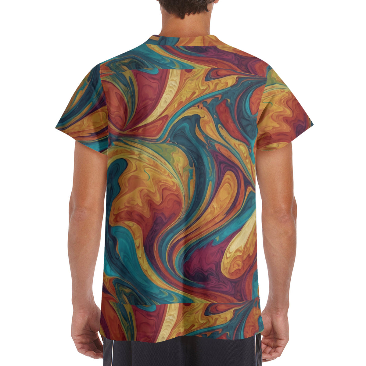 Colorful Design Men's T-Shirt (Mesh Fabric) | Polyester