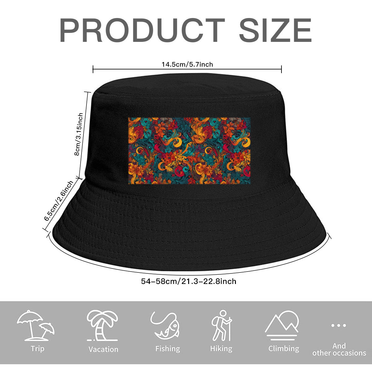 Awesome Flower Design Bucket Hat Thick|Polyester