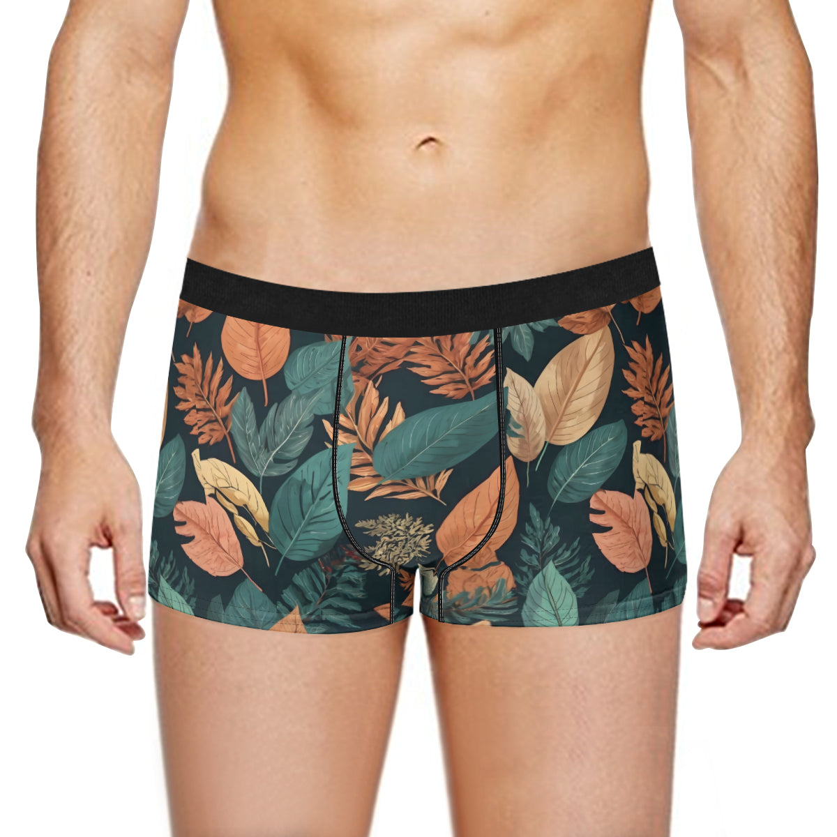 Colorful Leaves Men's Underwear (Front and Back Design)丨Polyester