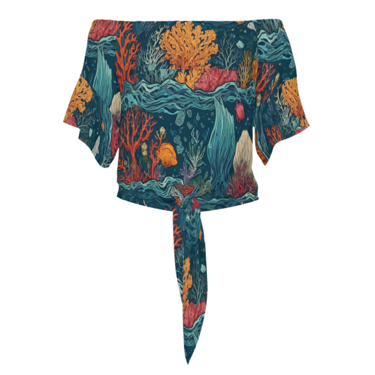 Under Sea Beauty Women's One-shoulder Tie Short Sleeves T-shirt | Polyester
