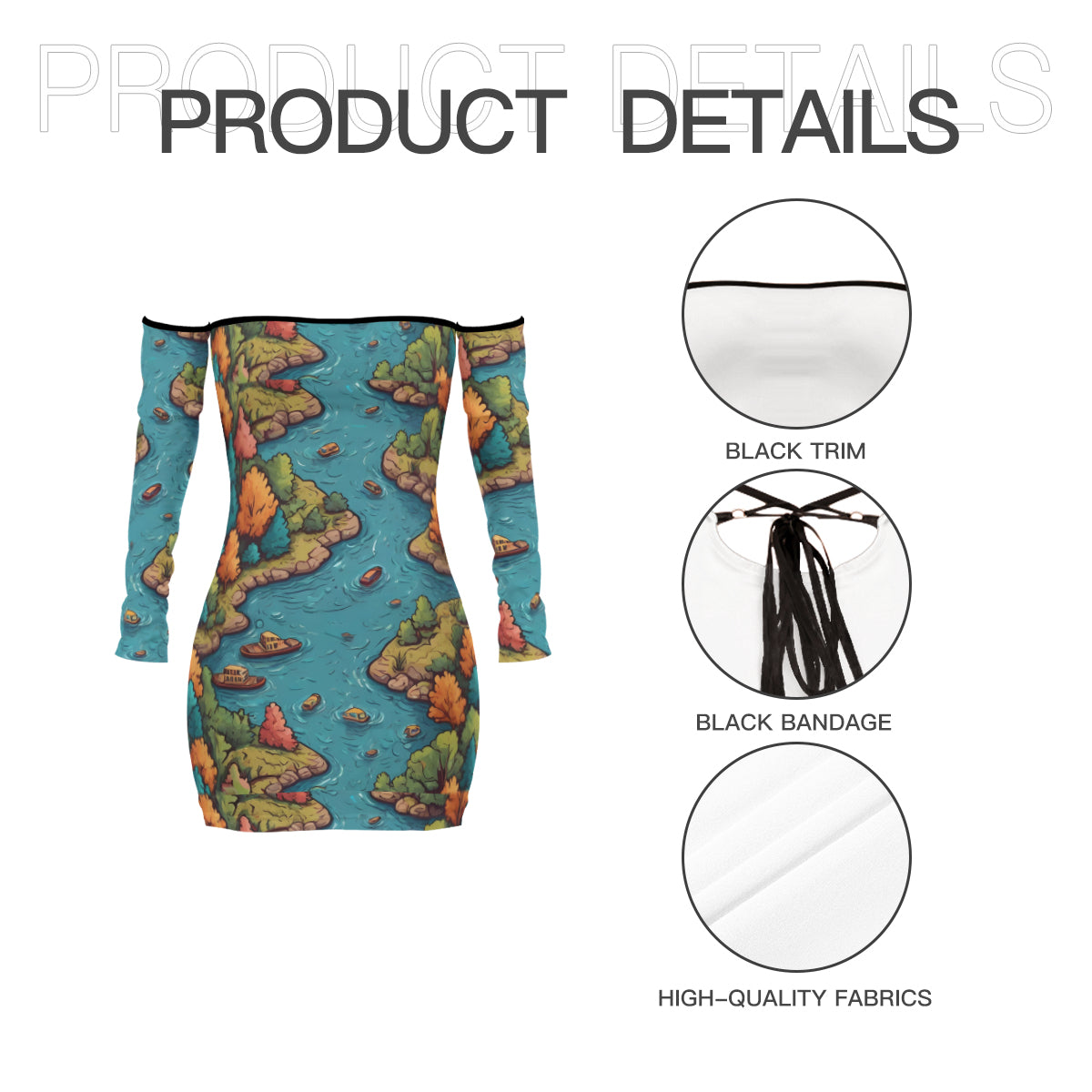 River Front Design Women's Off-shoulder Back Lace-up Dress | Polyester