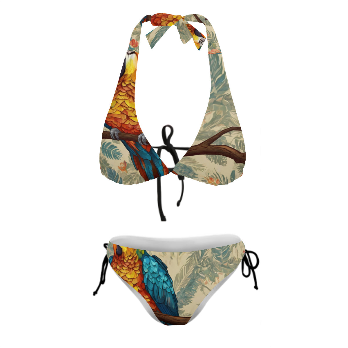 Parrot Design Bikini Swimsuit (Multi-Faceted Design)|Polyester+Spandex