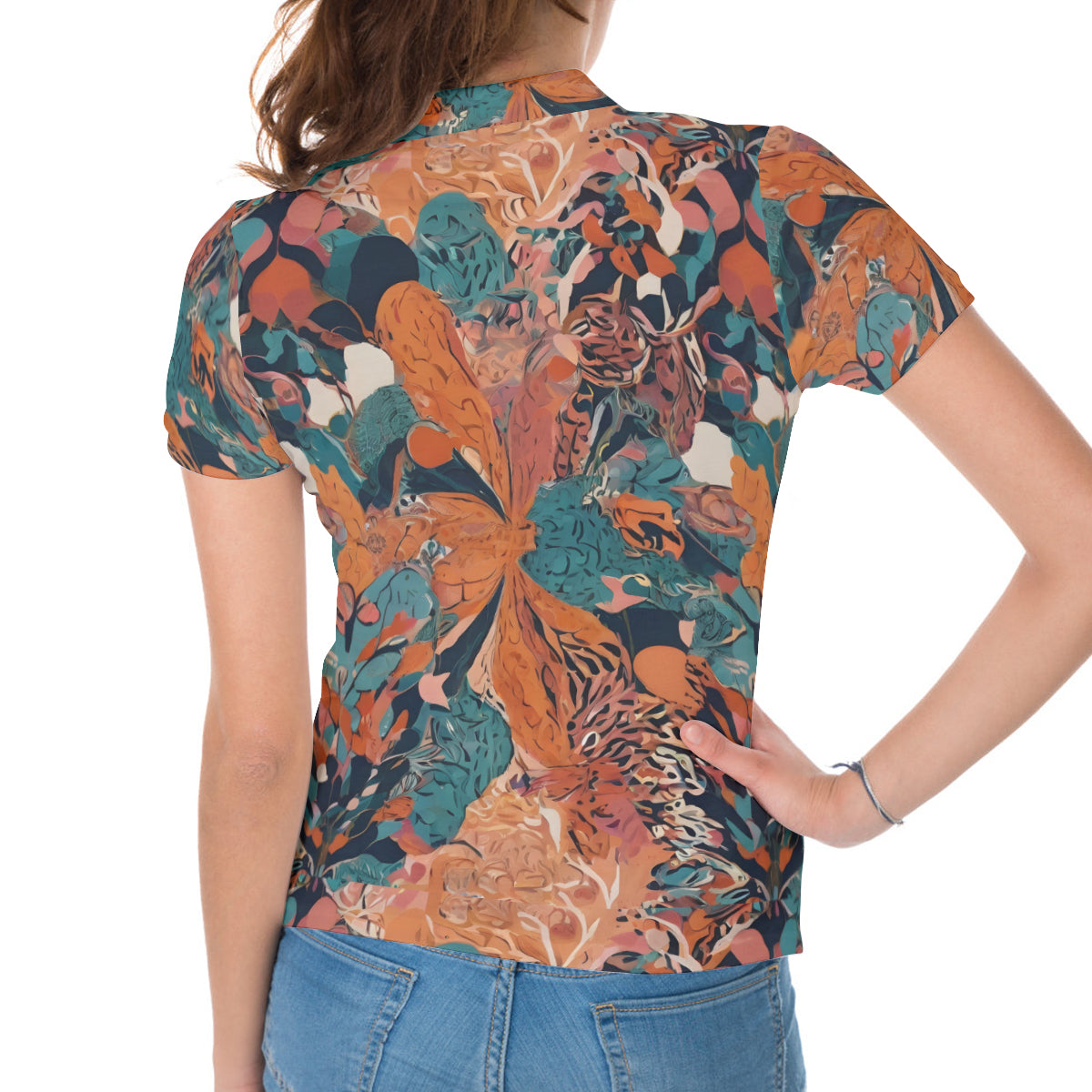 Abstract Vibes Women's Short-Sleeved Polo Shirt