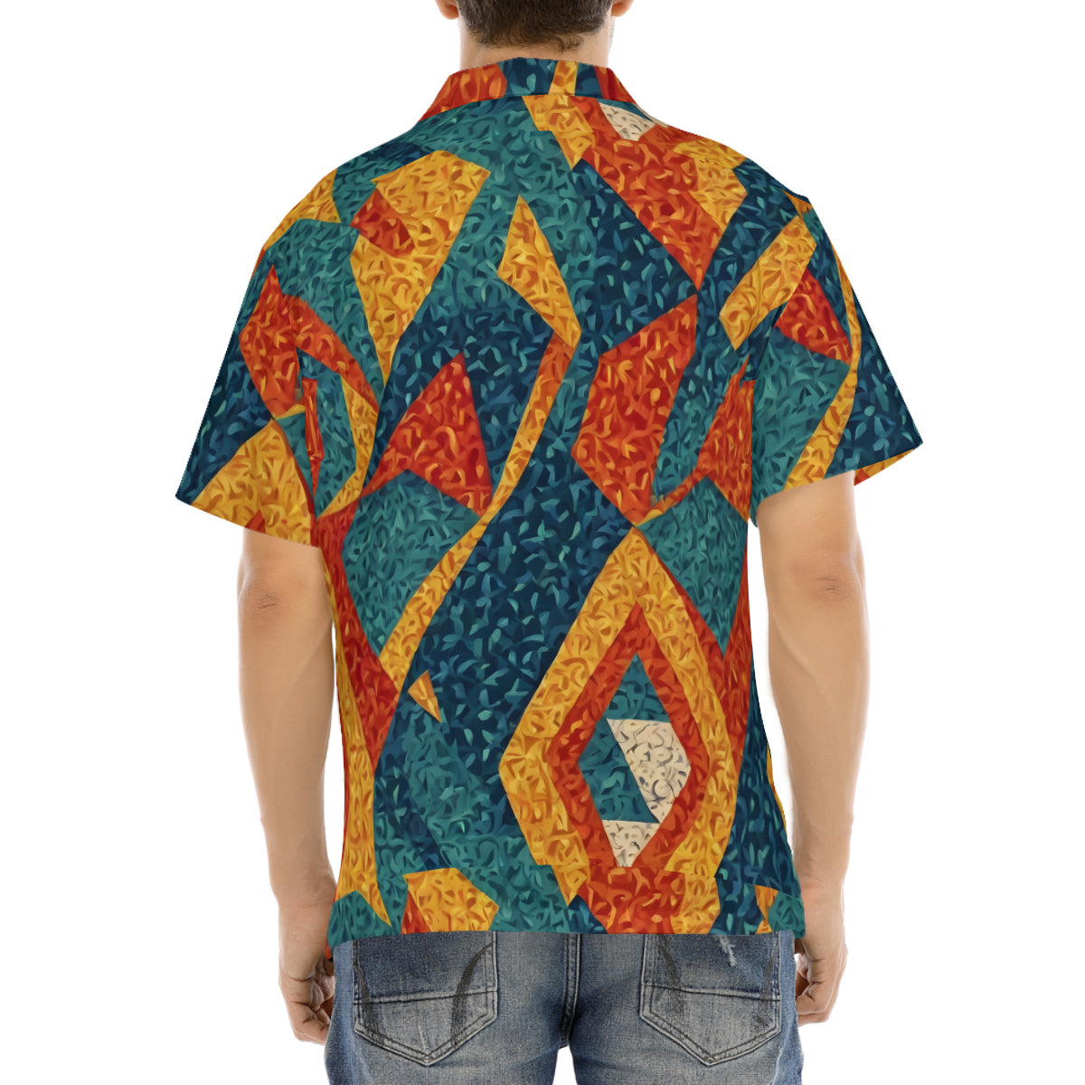 Abstract Pattern Men's Short-Sleeve Hawaiian Shirt (Lightweight) | Polyester