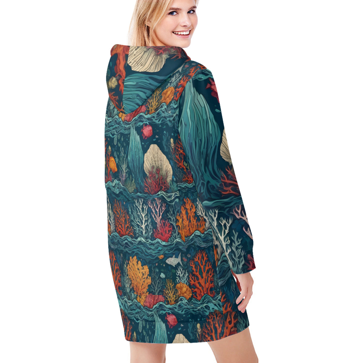 Under Sea Beauty Women Long Sleeve Casual Hoodie Sweatshirt Dress