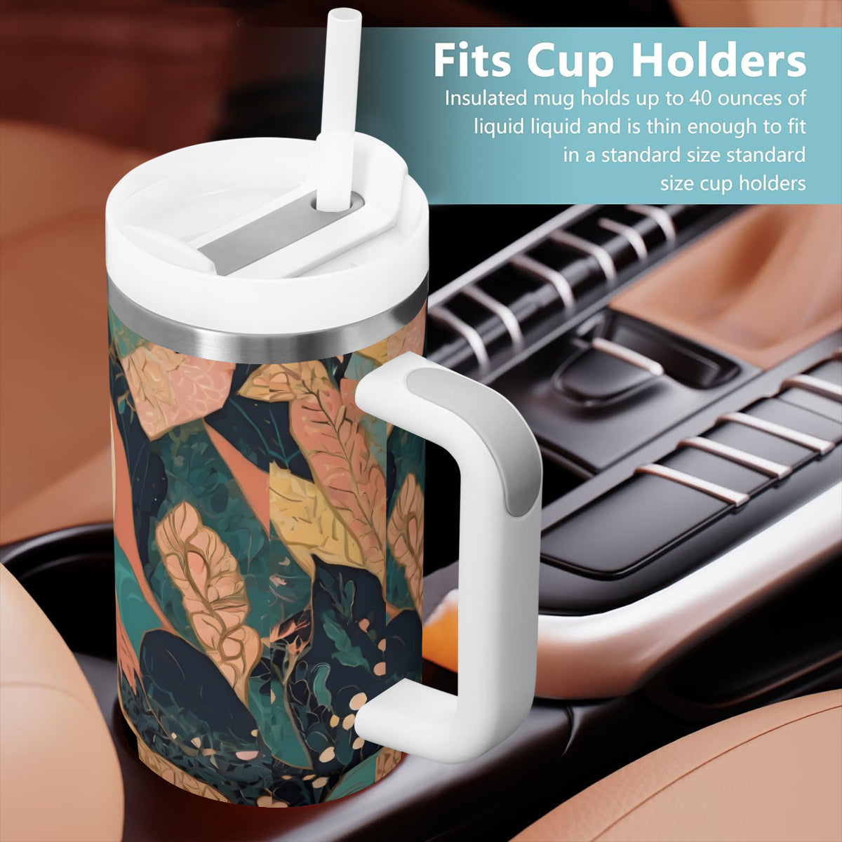 Abstract Wonder Large Capacity Tumbler with Handle