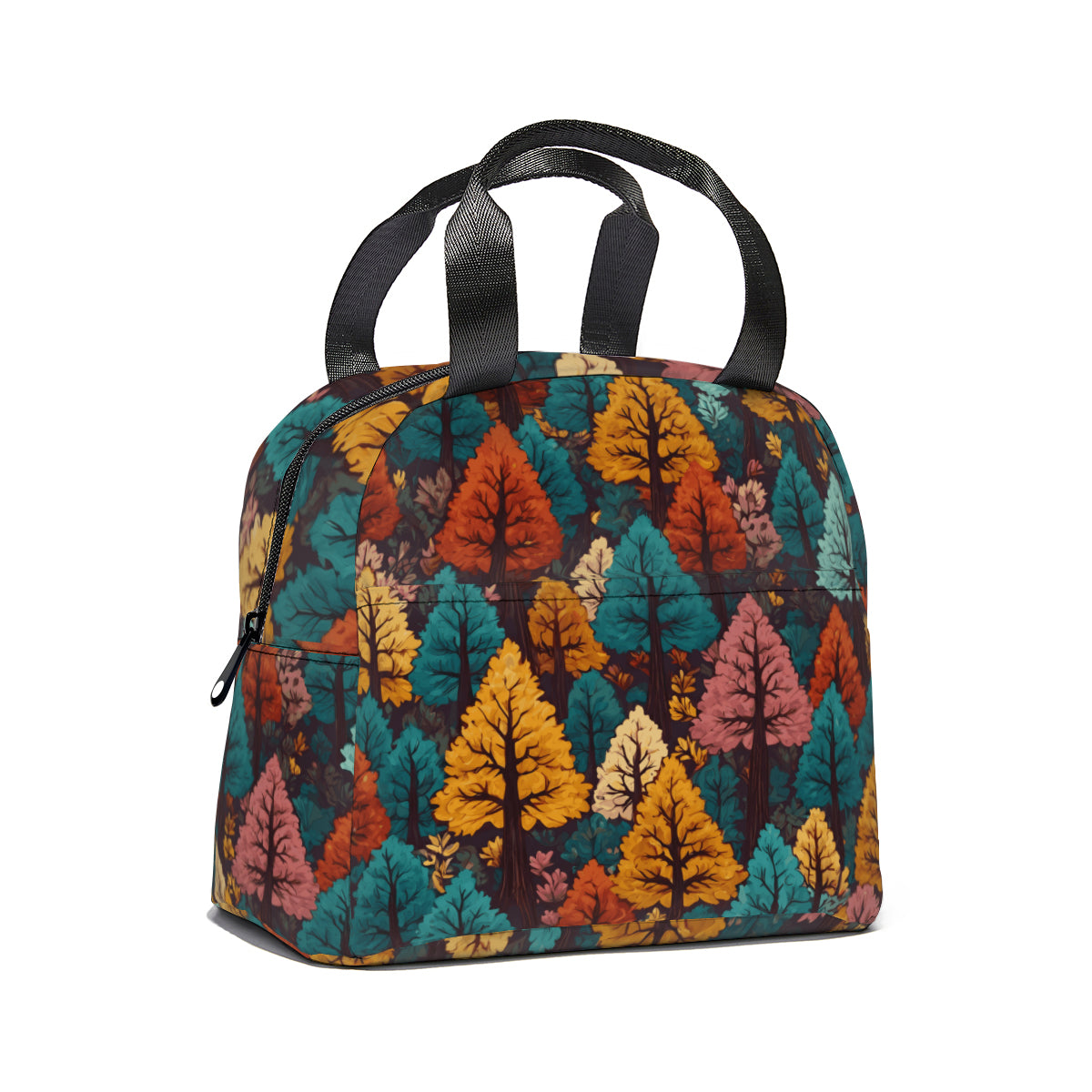 Beautiful Floral personalised canvas handheld insulated lunch bag (with side pocket)|Polyester