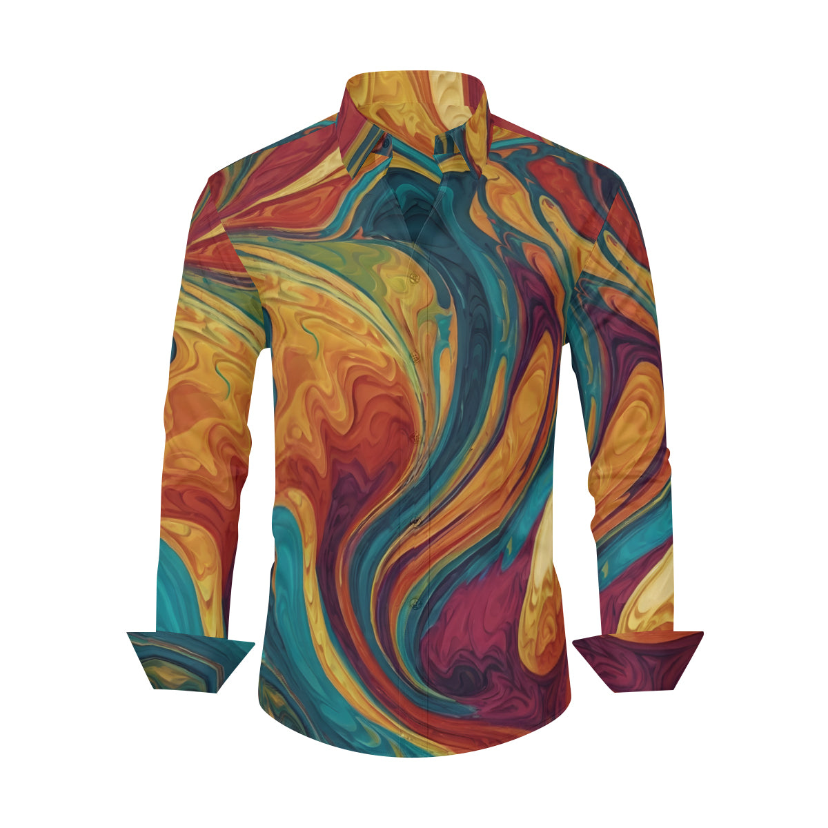 Colorful Design Men's Classic Long-Sleeved Shirt | Polyester