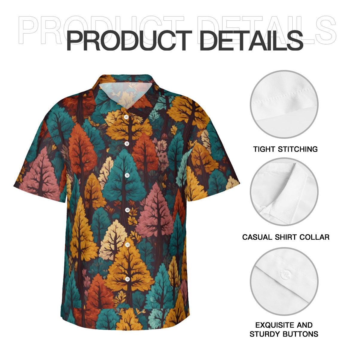 Beautiful Floral Men's Short-Sleeve Hawaiian Shirt (Lightweight) | Polyester