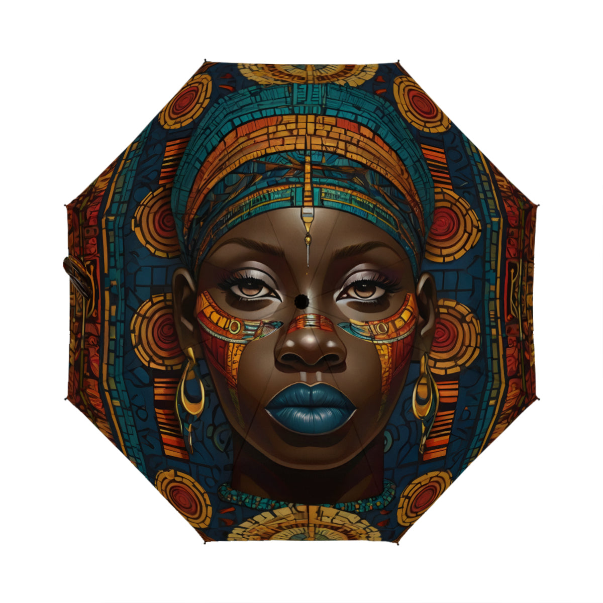 African Image Automatic Tri-Fold Black Rubber Umbrella (Outside Printing)|Polyester