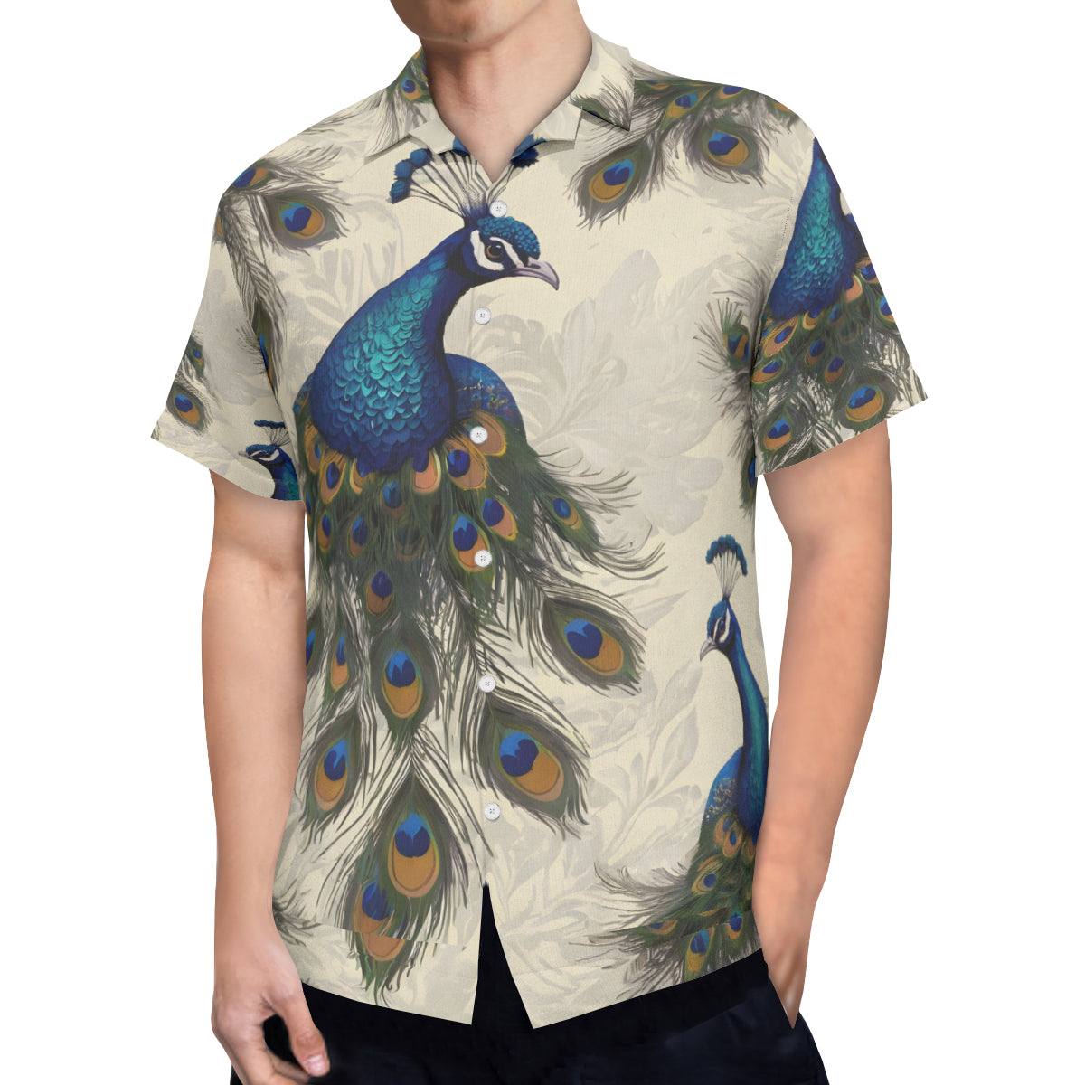 Peacock Design Men's Hawaiian Shirt(No chest pocket) | Polyester