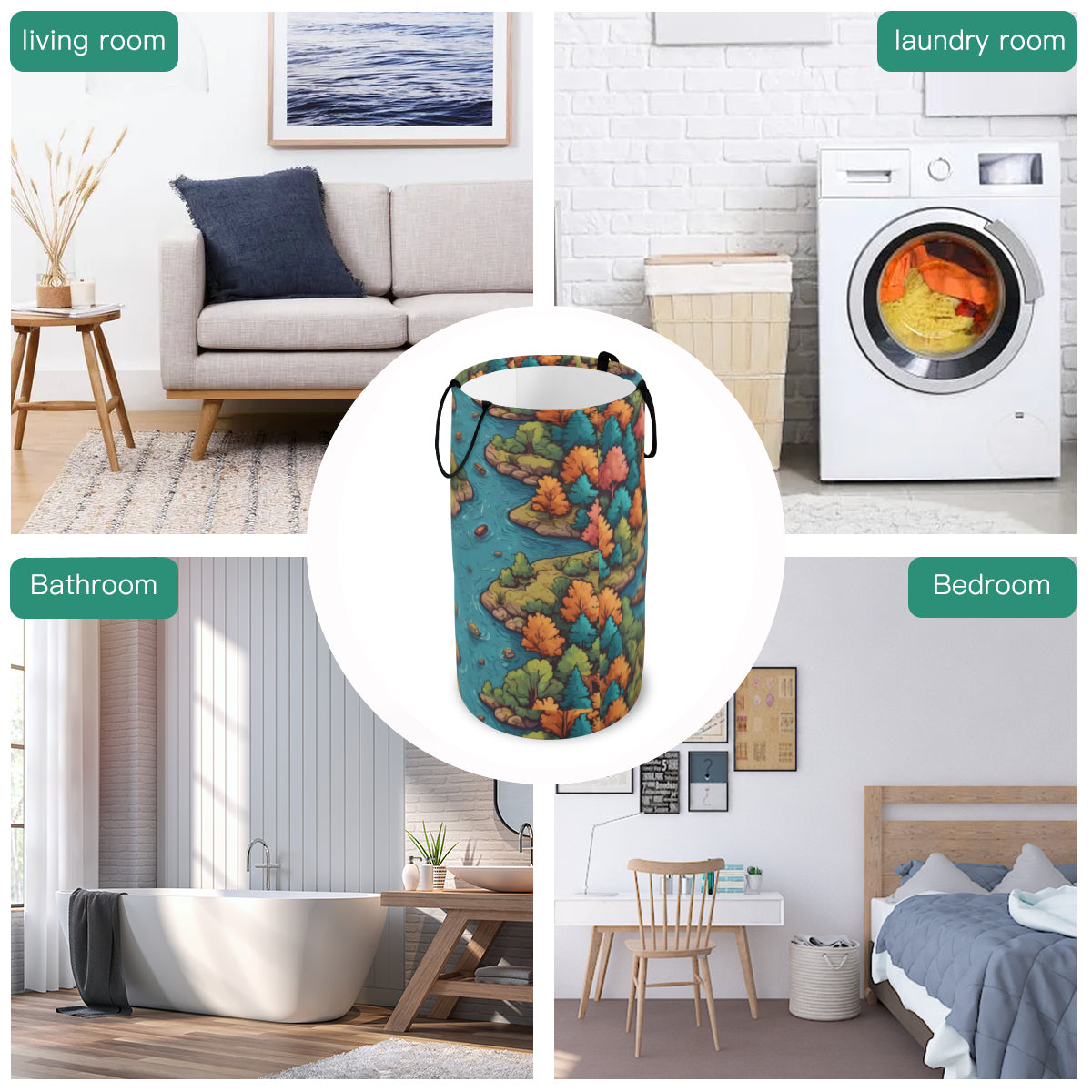 River Front Design Large Capacity Foldable Laundry Basket | Polyester