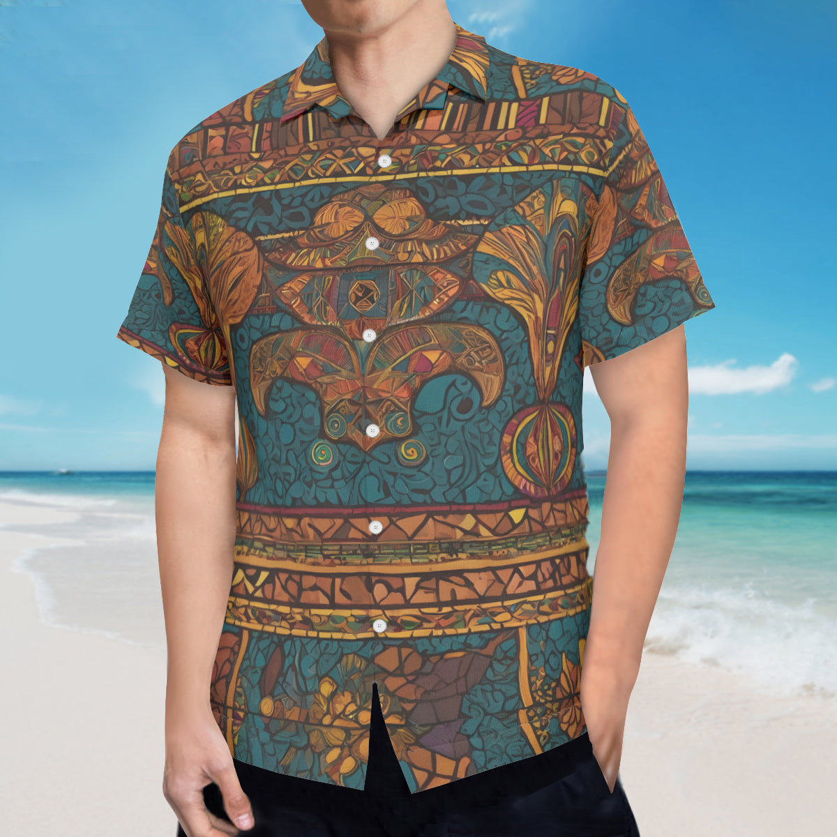 African Design Hawaiian Shirt(No chest pocket) | Polyester