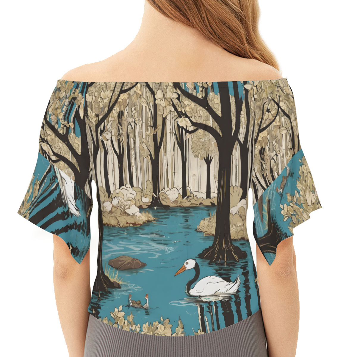 Landscape Wonder Women's One-shoulder Tie Short Sleeves T-shirt