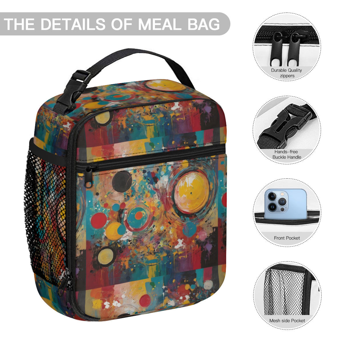 Crazy Design Student School Bag + Portable Tote Insulated Lunch Bag + Pen Pouch | Oxford Cloth
