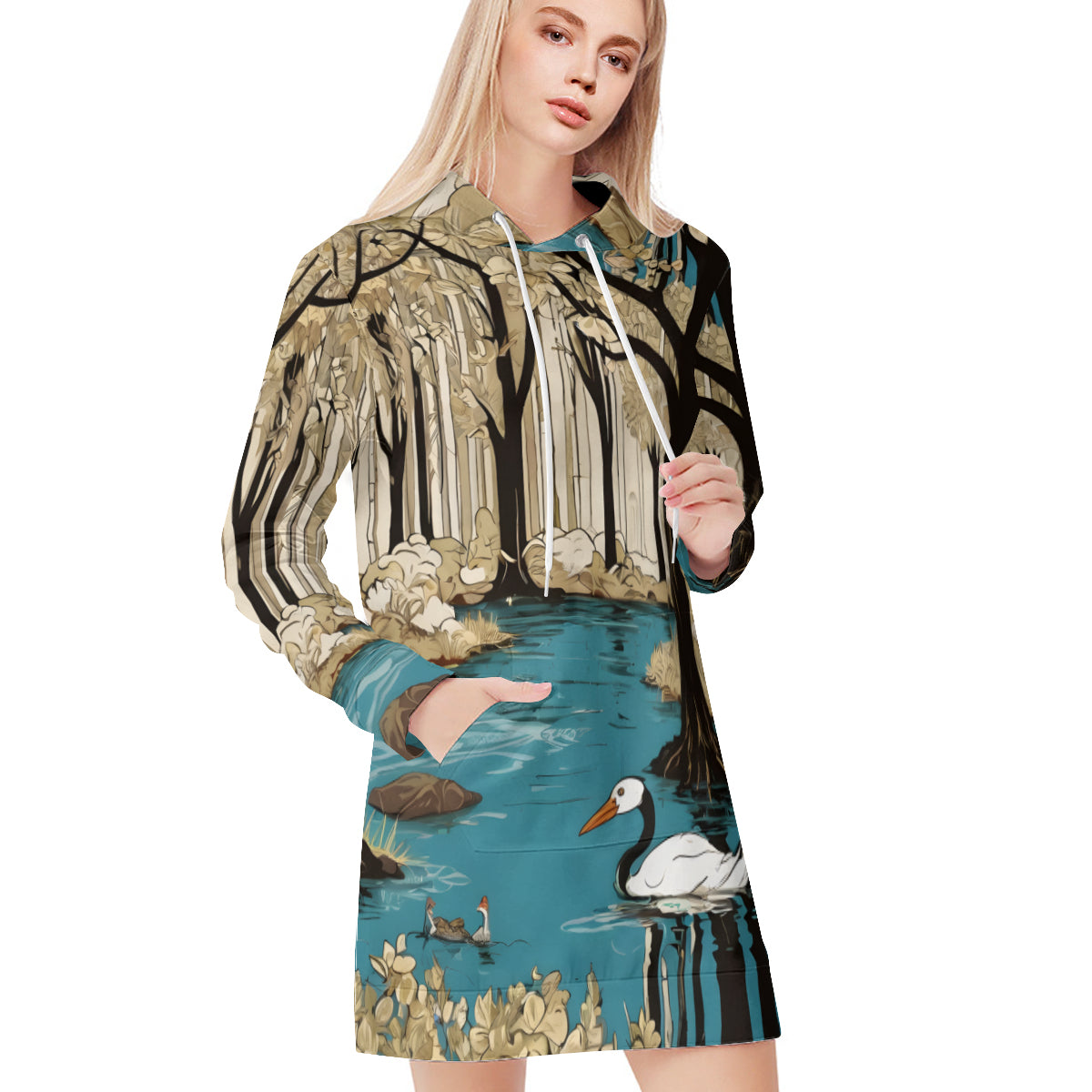 Landscape Wonder Women Long Sleeve Casual Hoodie Sweatshirt Dress