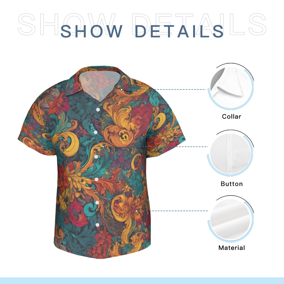 Awesome Flower Design Hawaiian Shirt(No chest pocket) | Polyester