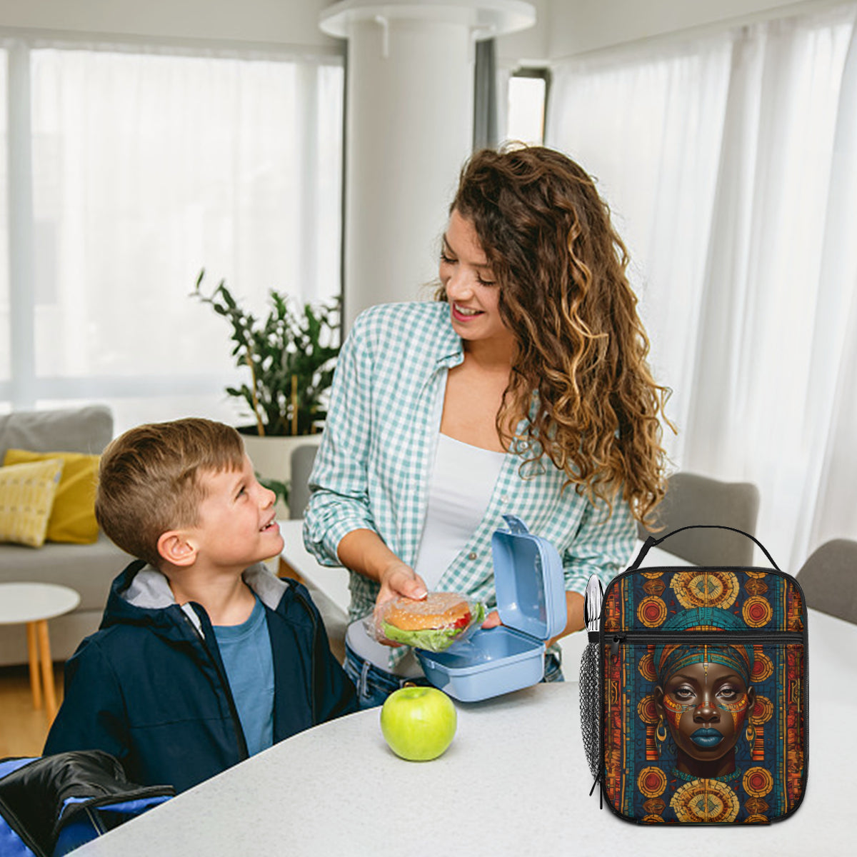 African Image Portable Handheld Insulated Lunch Bag|Oxford Cloth