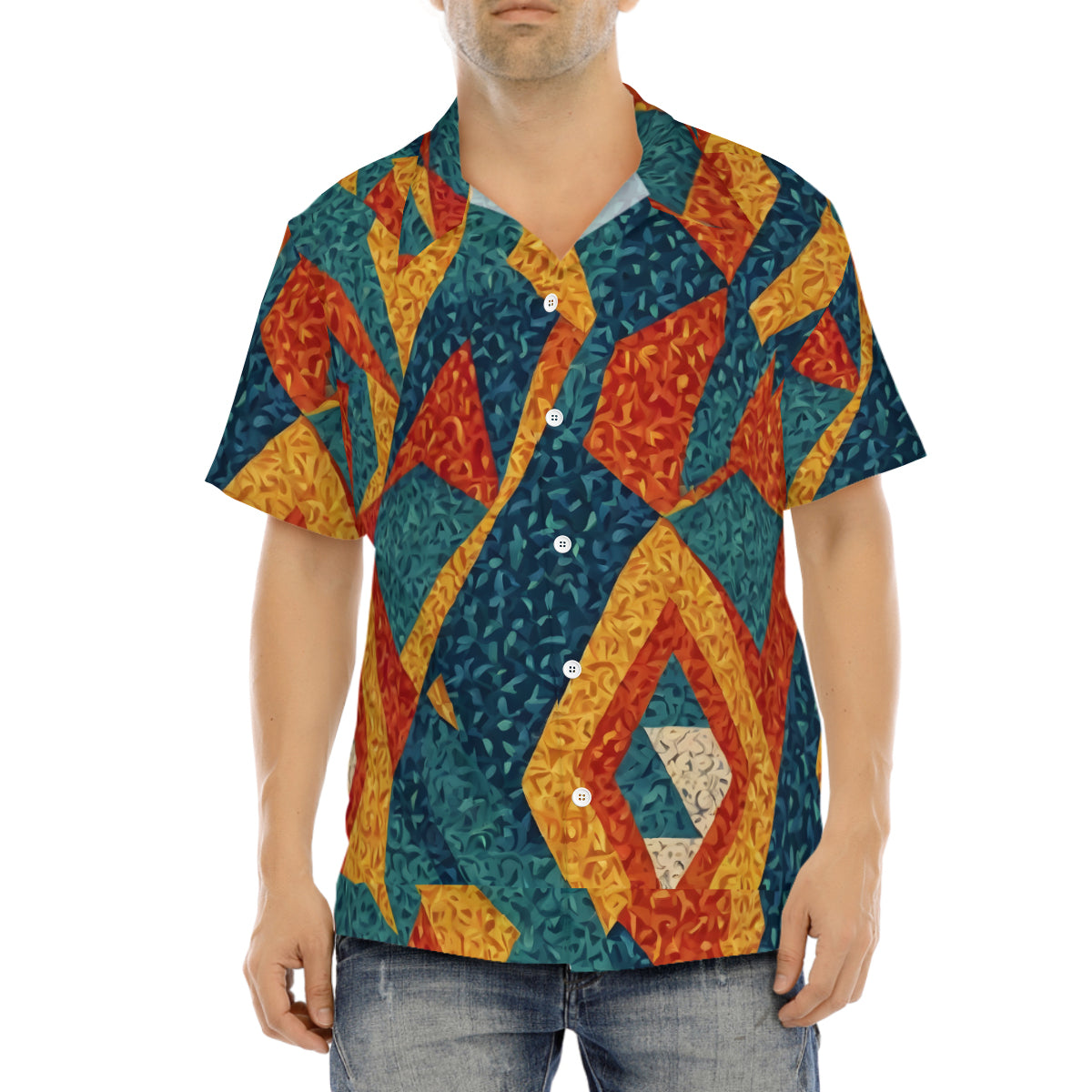 Abstract Pattern Men's Short-Sleeve Hawaiian Shirt (Lightweight) | Polyester