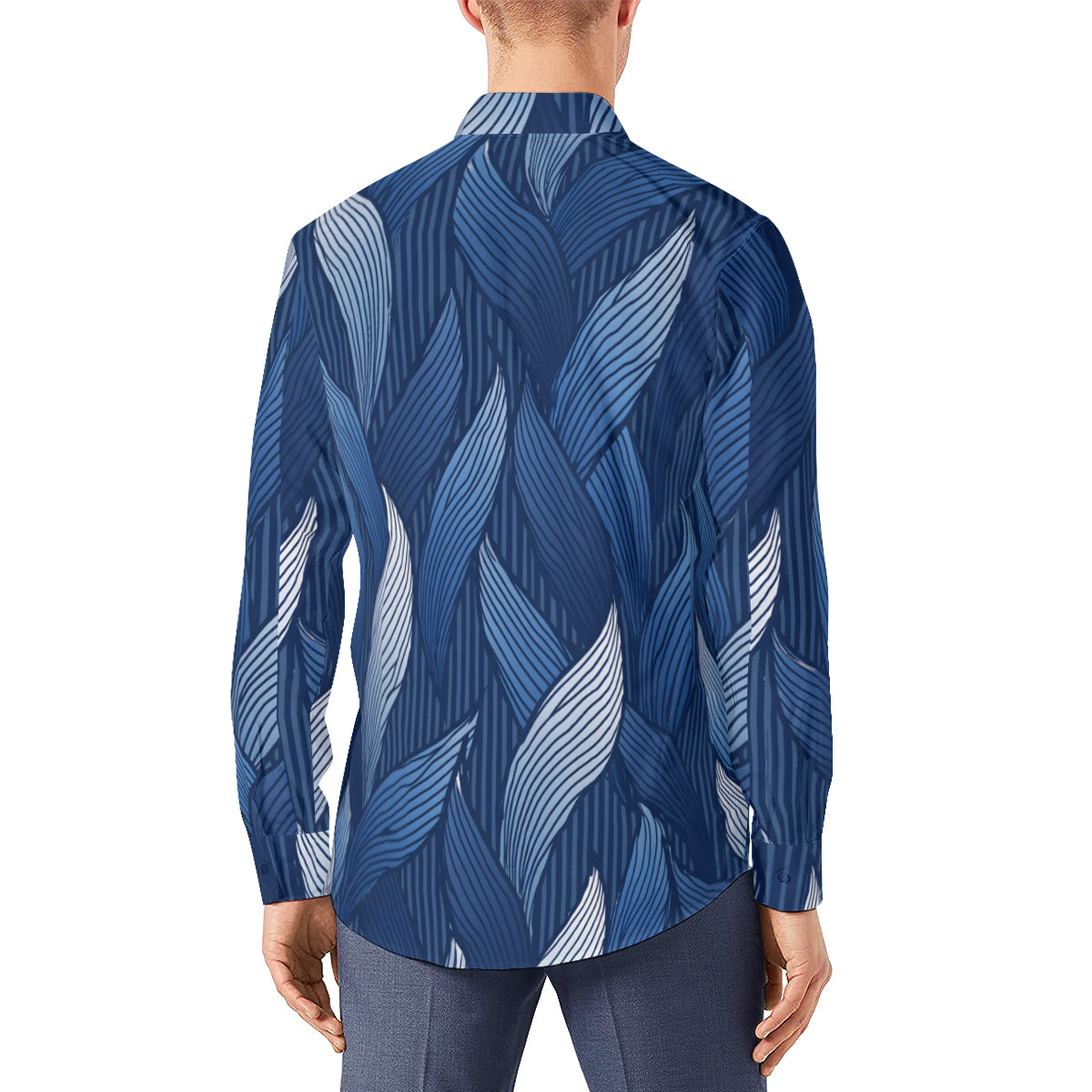Blue Men's Classic Long-Sleeved Shirt