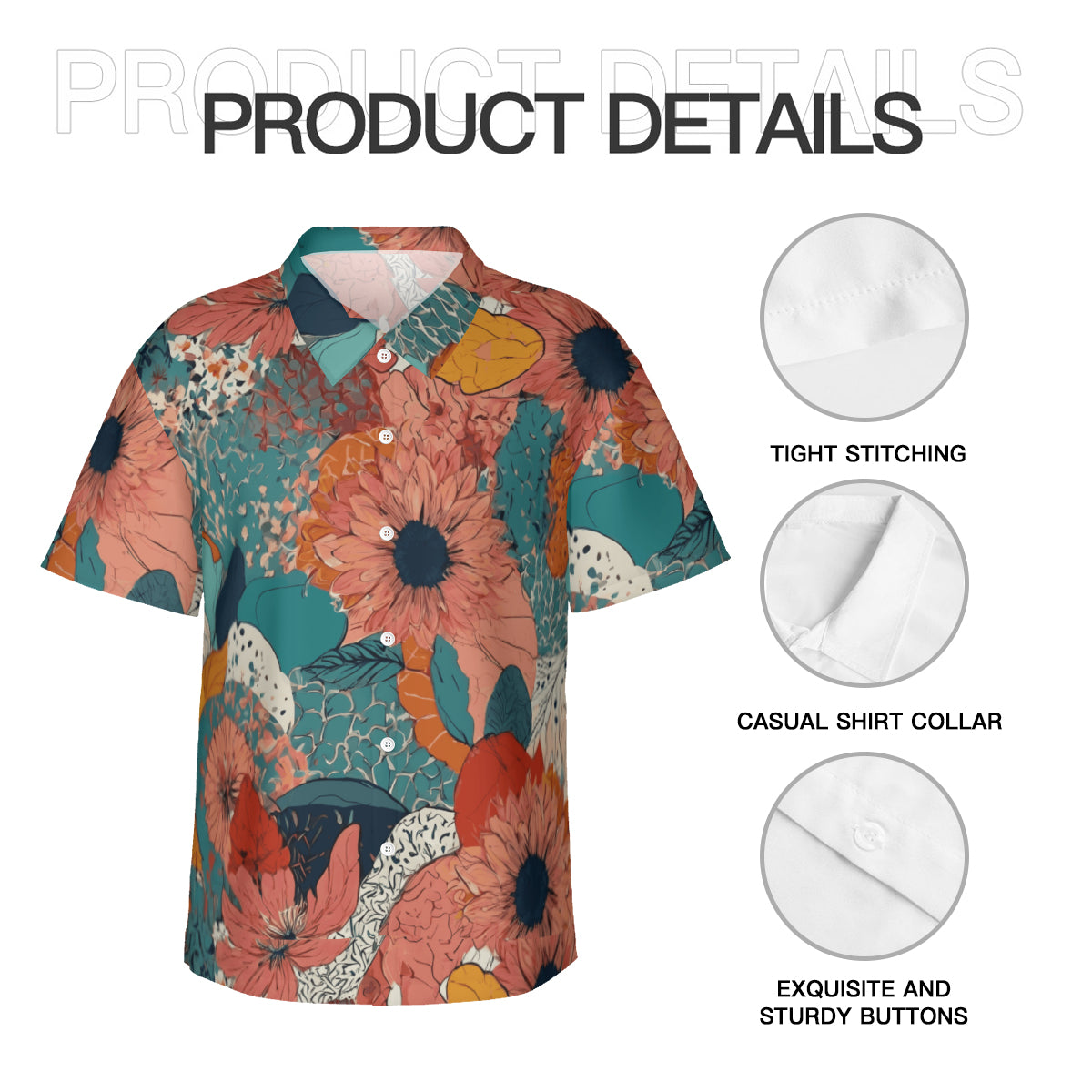 Awesome Floral Men's Short-Sleeve Hawaiian Shirt (Lightweight) | Polyester