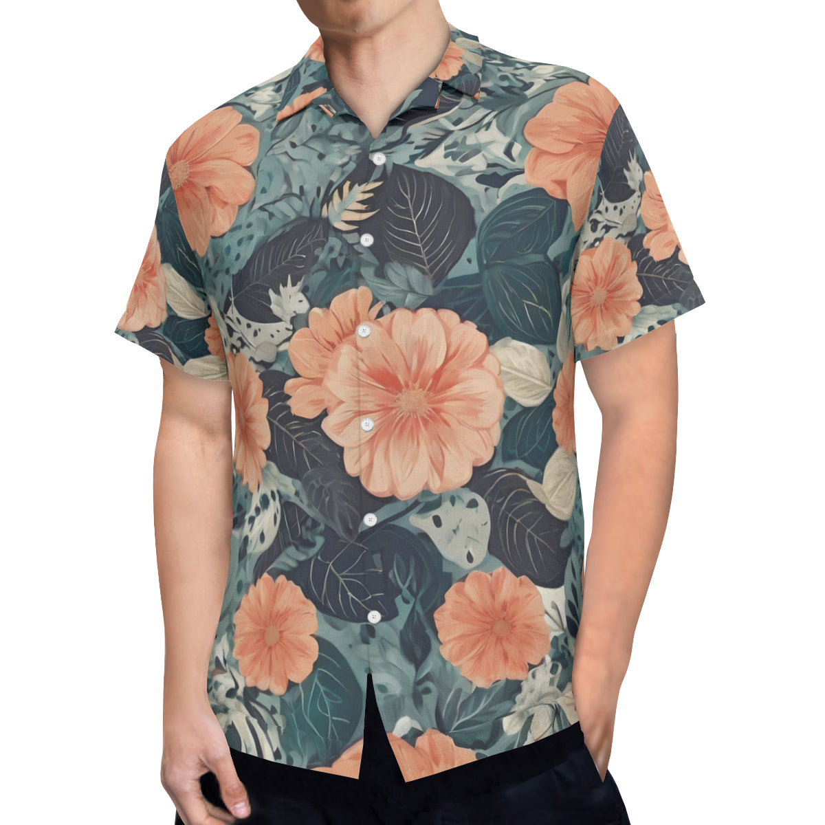 Floral Red Print Hawaiian men's Shirt(No chest pocket) | Polyester